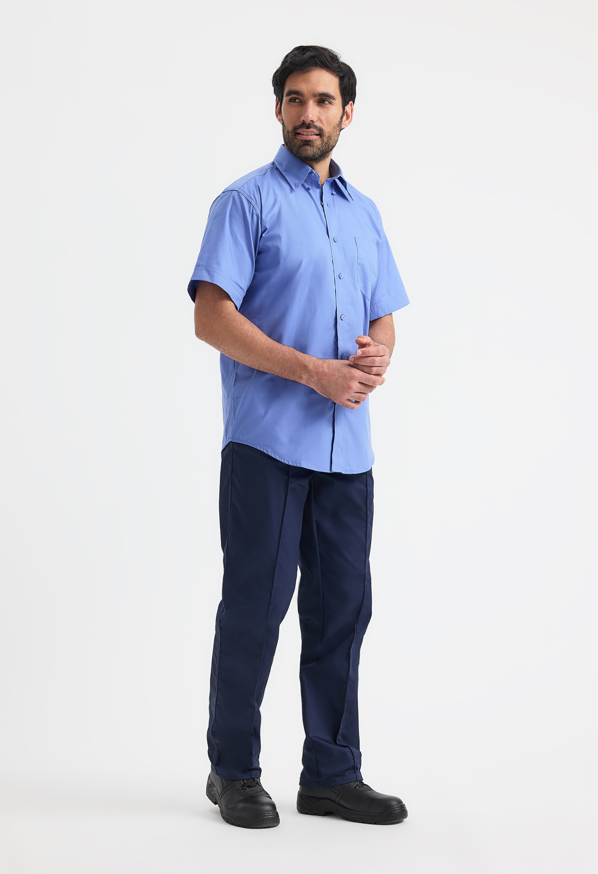 Mens Pinpoint Oxford Half Sleeve Shirt - Image 5
