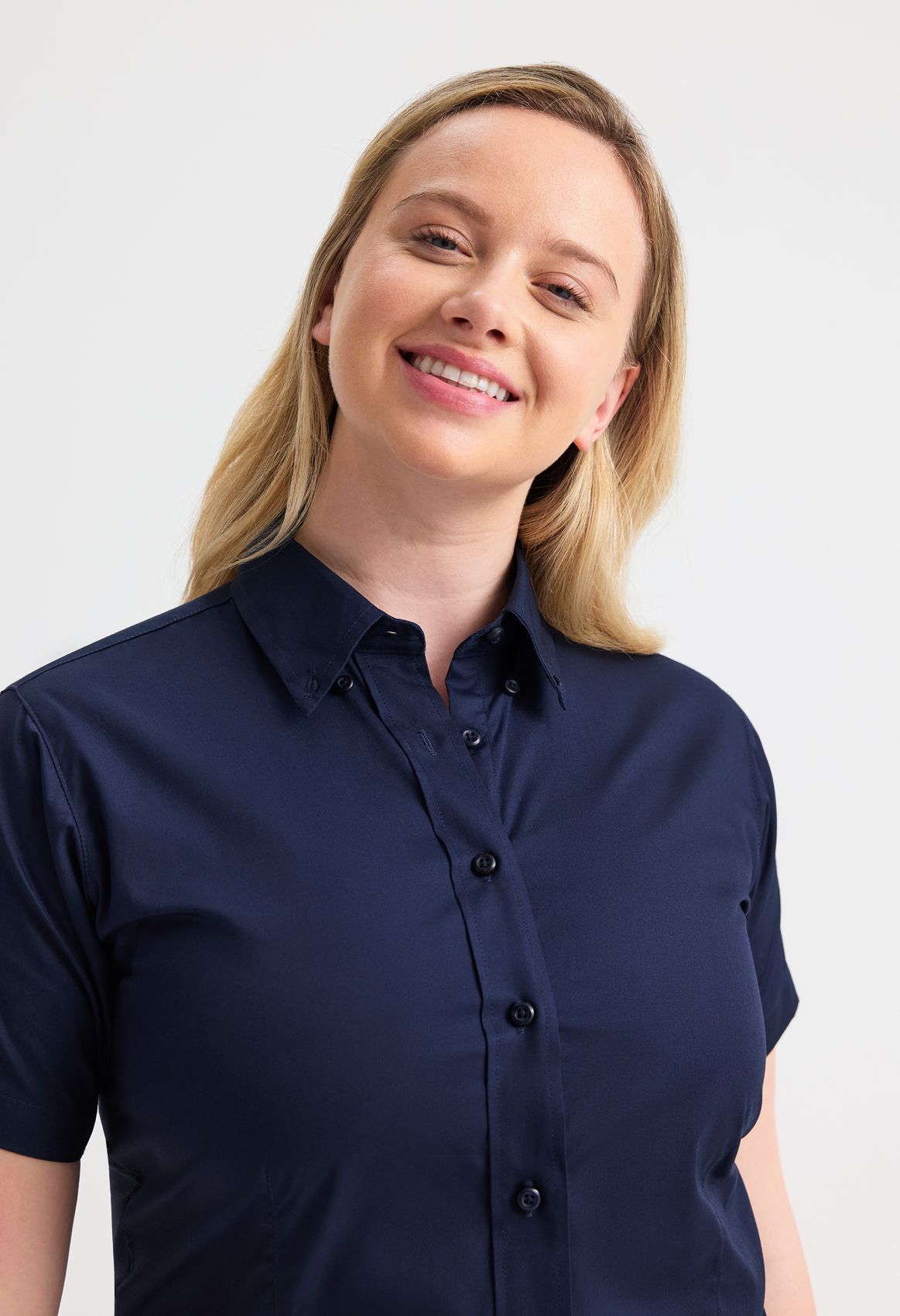 Ladies Pinpoint Oxford Half Sleeve Shirt - Image 4